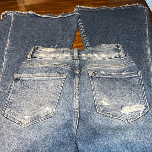 Buckle Flying Monkey Size 22 Mid-Rise Super Flare Distressed Jeans - Picture 3 of 5